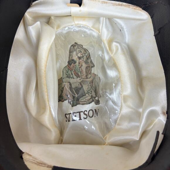 Vintage Stetson Size 6 7/8 Rancher Cowboy Western Hat Cream White - Picture 10 of 13